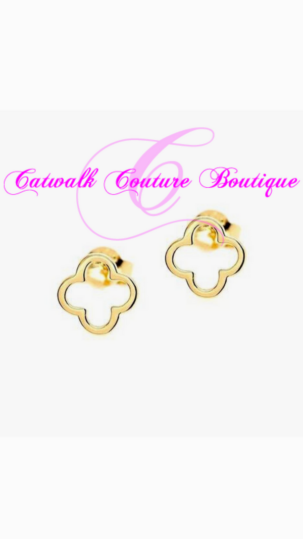 4 LEAF LUCKY CLOVER STUD EARRINGS