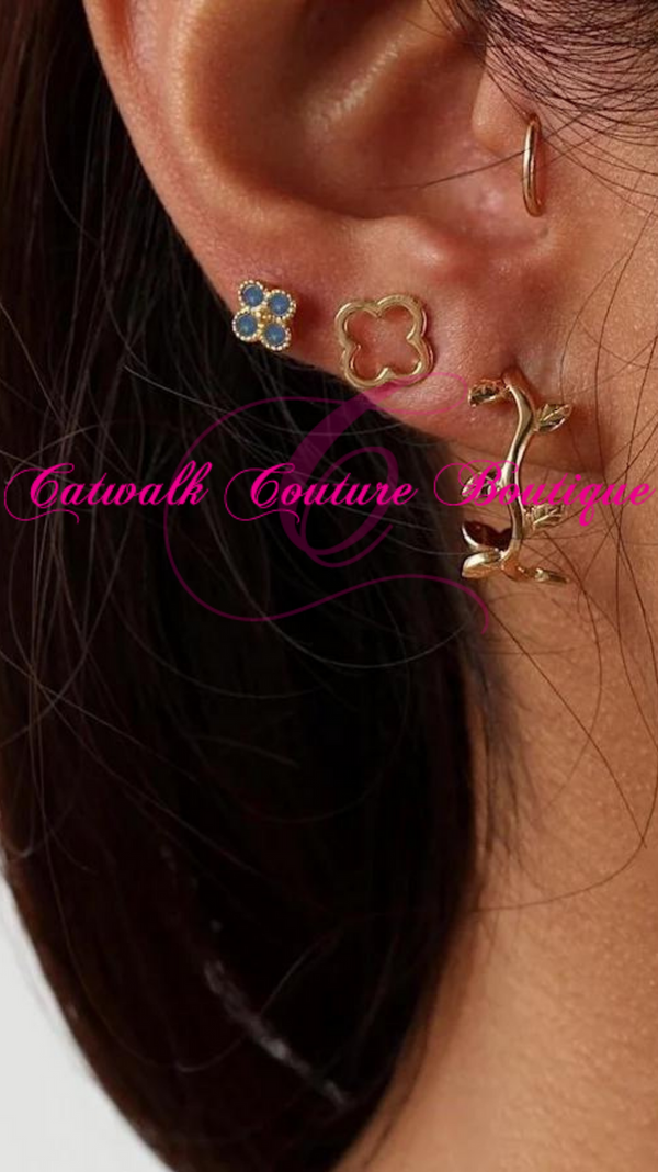 4 LEAF LUCKY CLOVER STUD EARRINGS