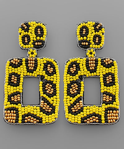 BEADED CHEETAH DROP EARRINGS