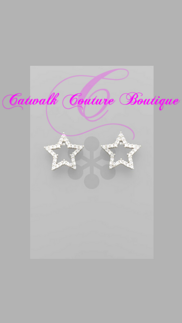 CZ 5 POINT STAR STUD EARRINGS