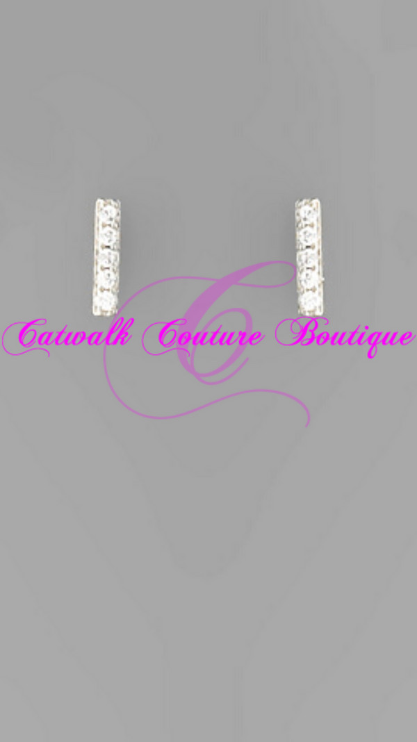 CZ DIAMOND PAVE TENNIS EARRINGS