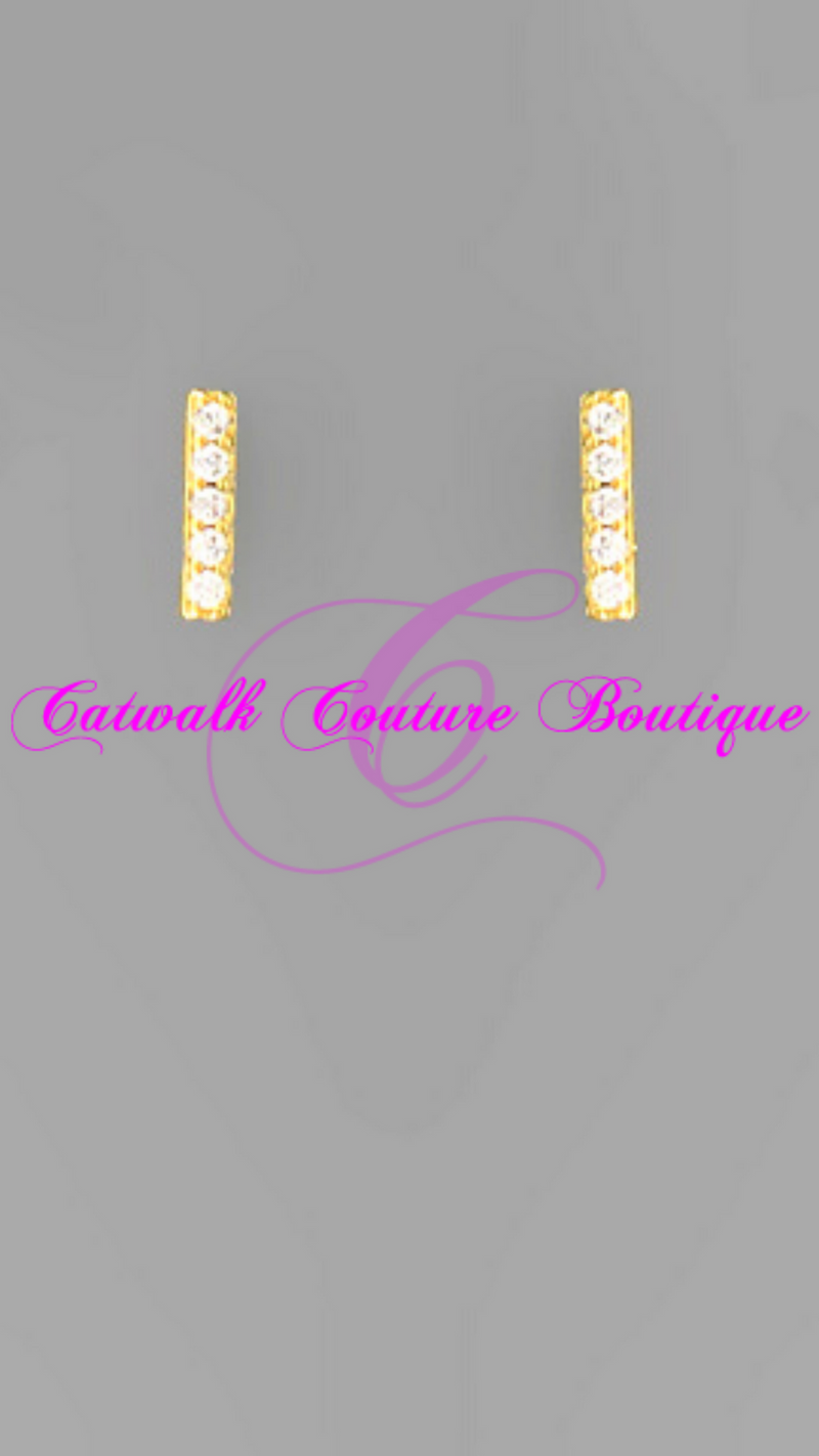 CZ DIAMOND PAVE TENNIS EARRINGS