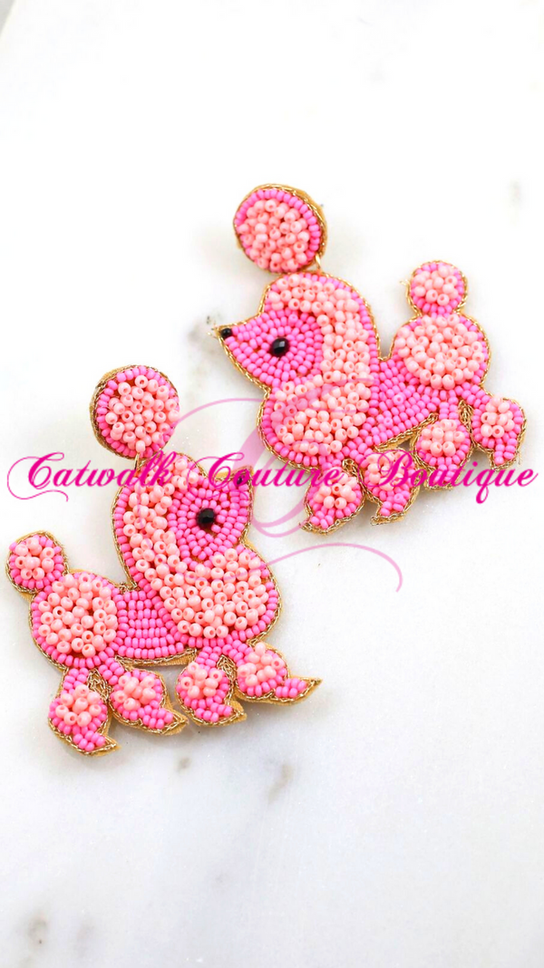 DANCING BEADED POODLES EARRINGS