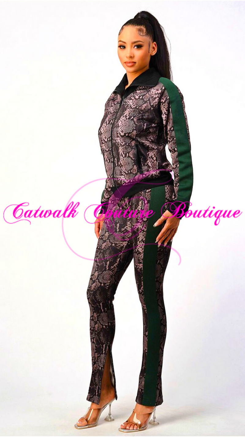 EMERALD SNAKE EYES TRACK SUIT SET