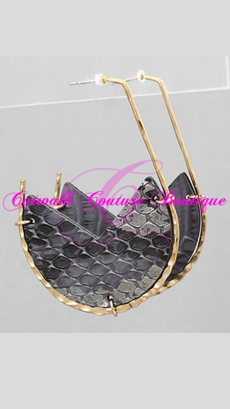 EXOTIC SKIN DANGLE HOOPS