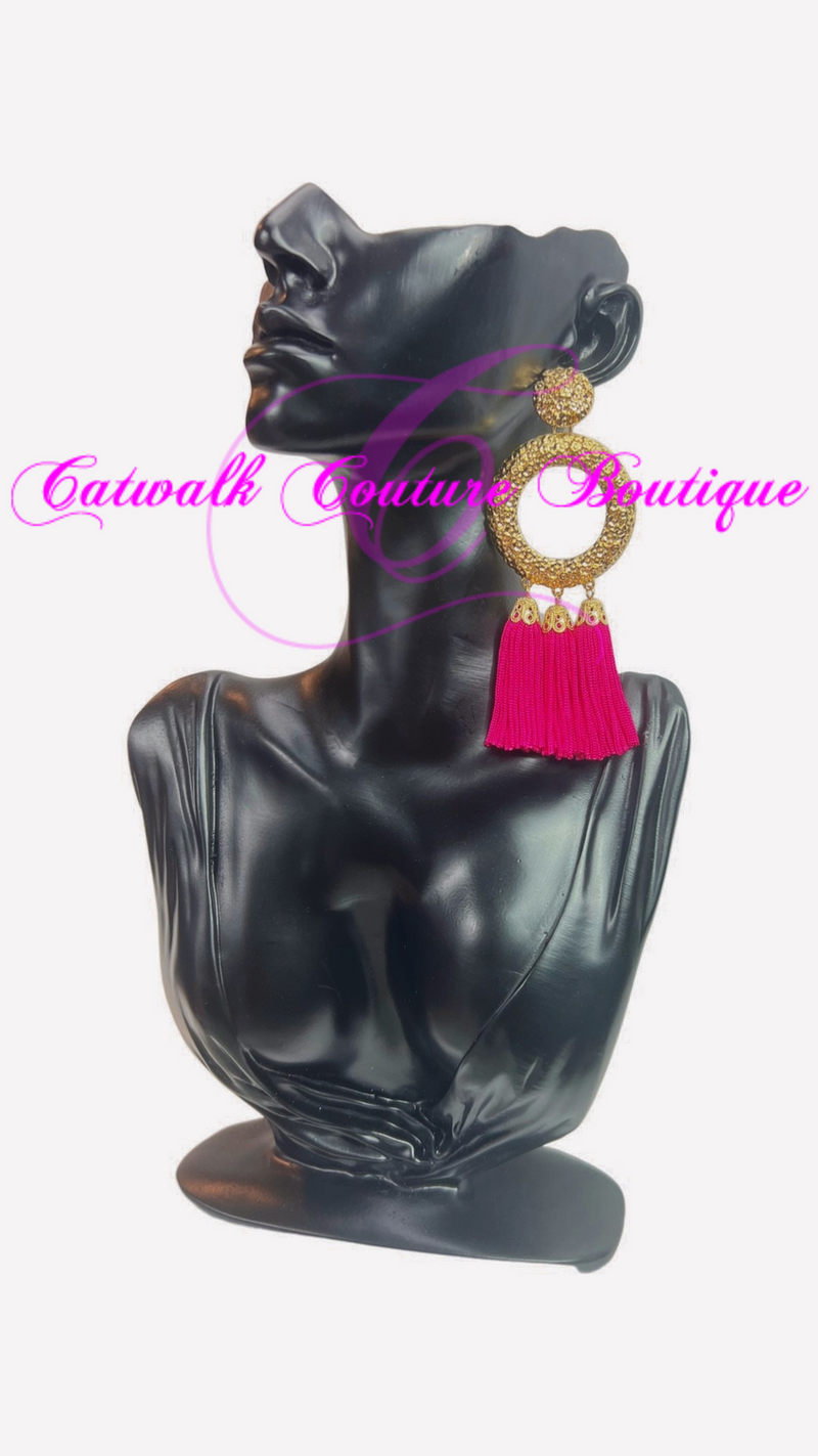 NUGGET DOOR KNOCKER TASSEL EARRINGS