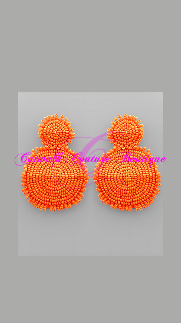 ORANGE YOU GLAD BEADED DANGLE EARRINGS