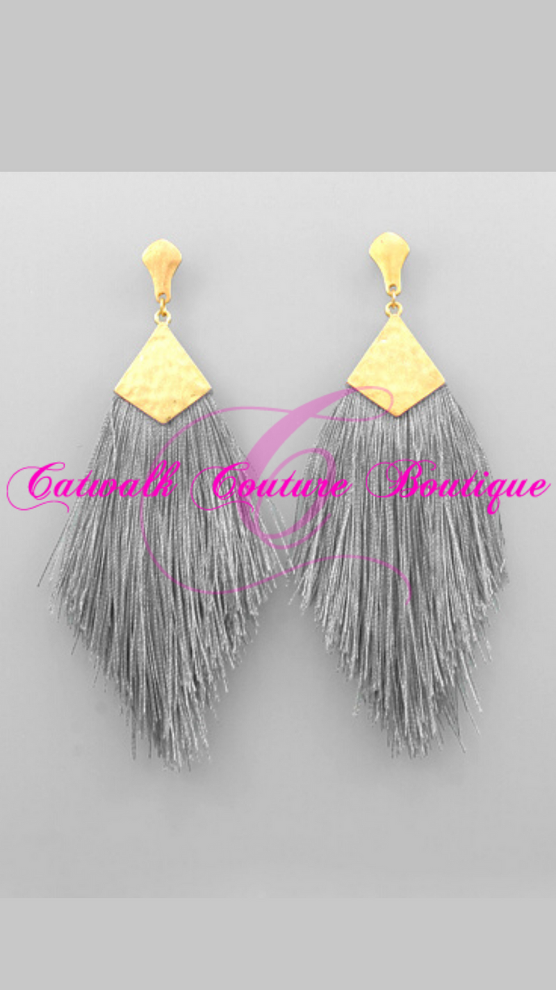 SILKY THREADED DANGLE EARRINGS