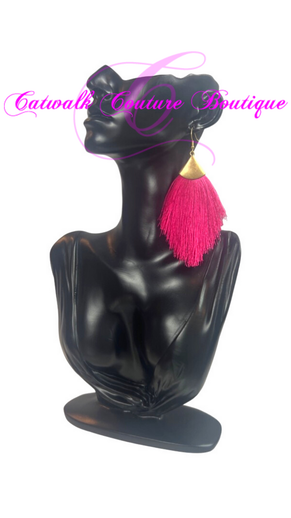 SILKY THREAD FRINGE DROP EARRINGS