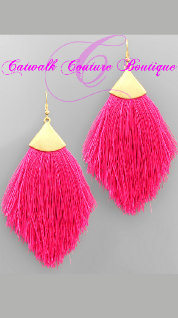 SILKY THREAD FRINGE DROP EARRINGS