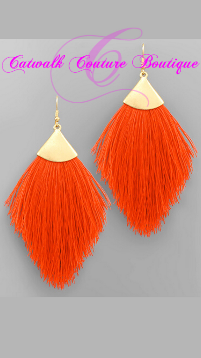 SILKY THREAD FRINGE DROP EARRINGS