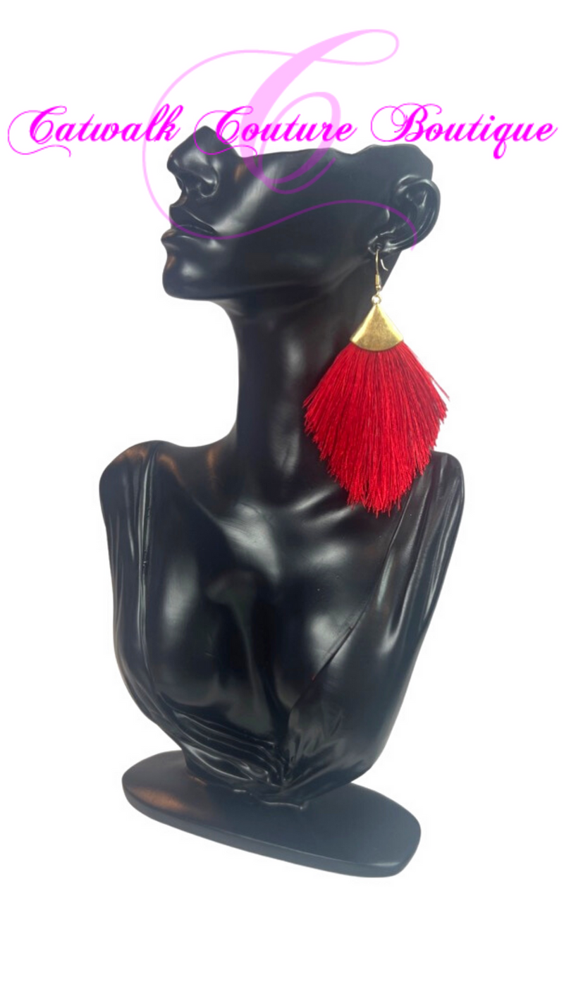 SILKY THREAD FRINGE DROP EARRINGS