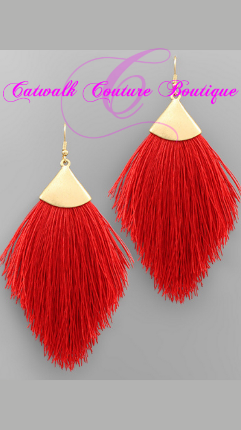 SILKY THREAD FRINGE DROP EARRINGS