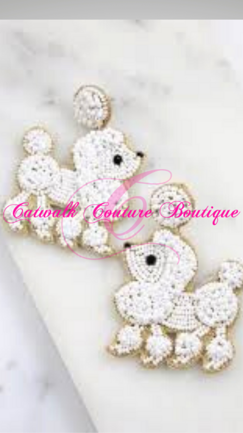 DANCING BEADED POODLES EARRINGS